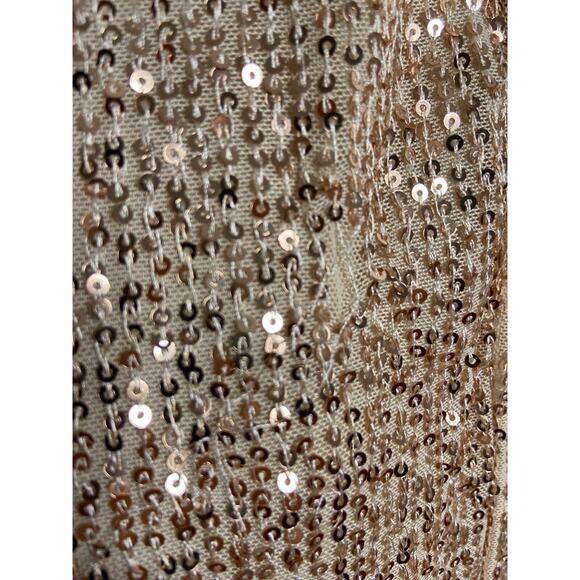 Ieena Mac Duggal 26555 Long Sleeve Sequin Midi Dress Side Slit Rose Gold Size 6 - Picture 15 of 15